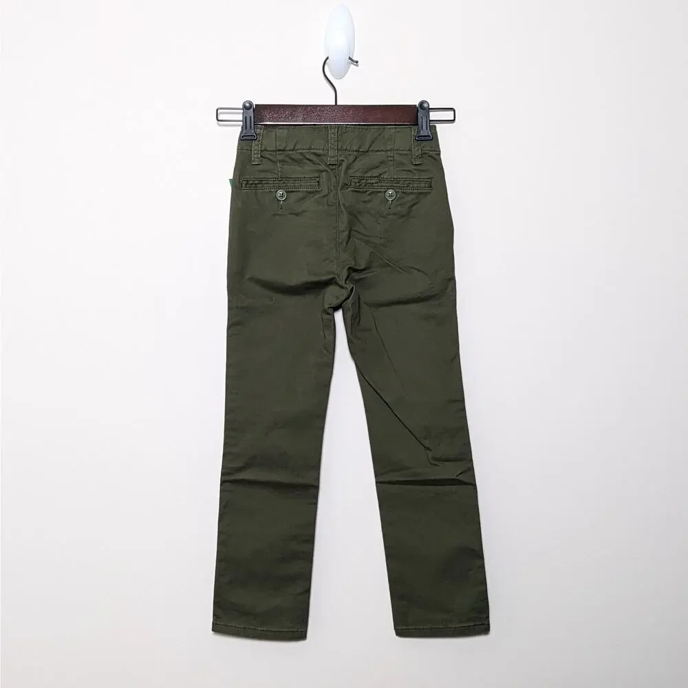 NWT Gap Kids Uniform Lived-In Khakis Size 6 Slim Cypress Green with Washwell